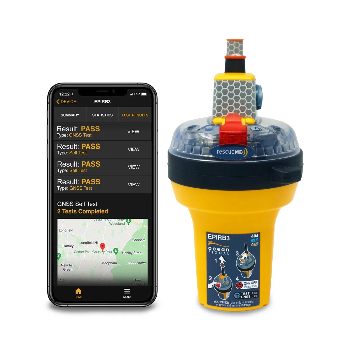 Ocean Signal rescueME EPIRB3 con staffa manuale Categoria 2 – AIS, app mobile, Return Link Service (702S-03932).