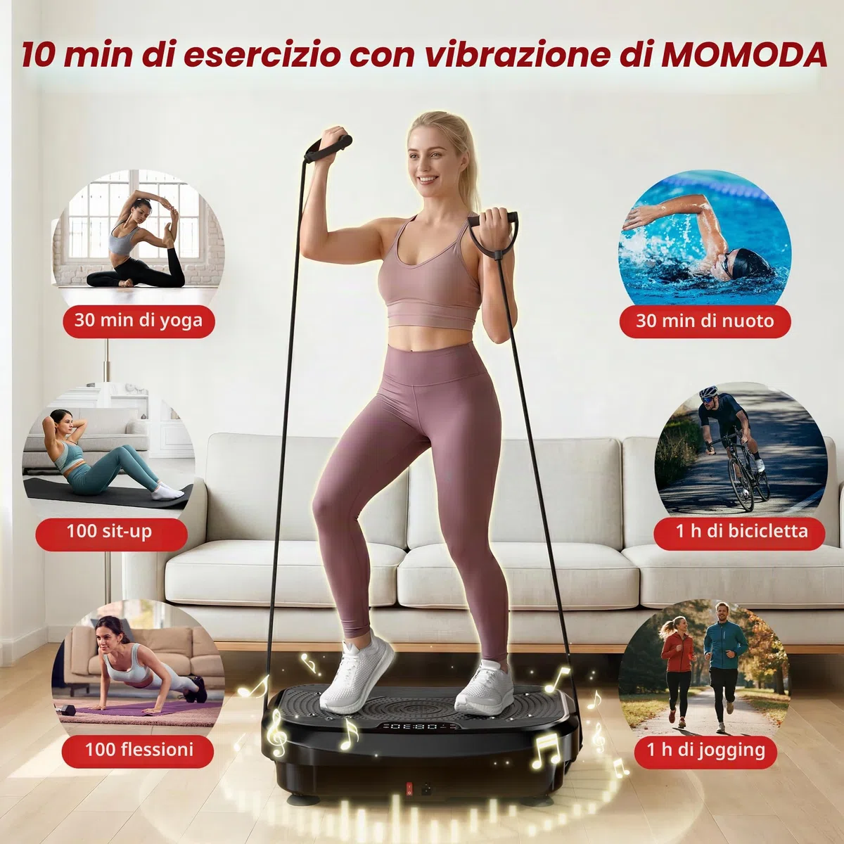 MOMODA 2026 Plateforma di Vibrazione Macchina per Esercizi, 120 livelli di velocità regolabili, Vibratore per il corpo intero per perdita di peso & bruciazione di grasso, Unisex