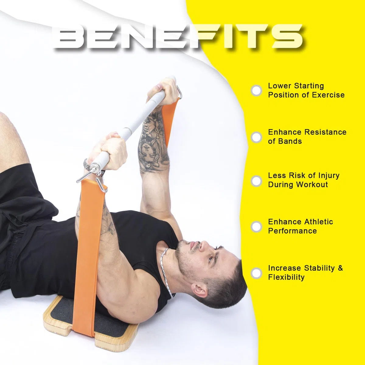 Pedana per allenamento con fascia di resistenza, piattaforma per esercizi in legno con superficie antiscivolo per allenamento con fascia, stretching e palestra a casa per tutto il corpo