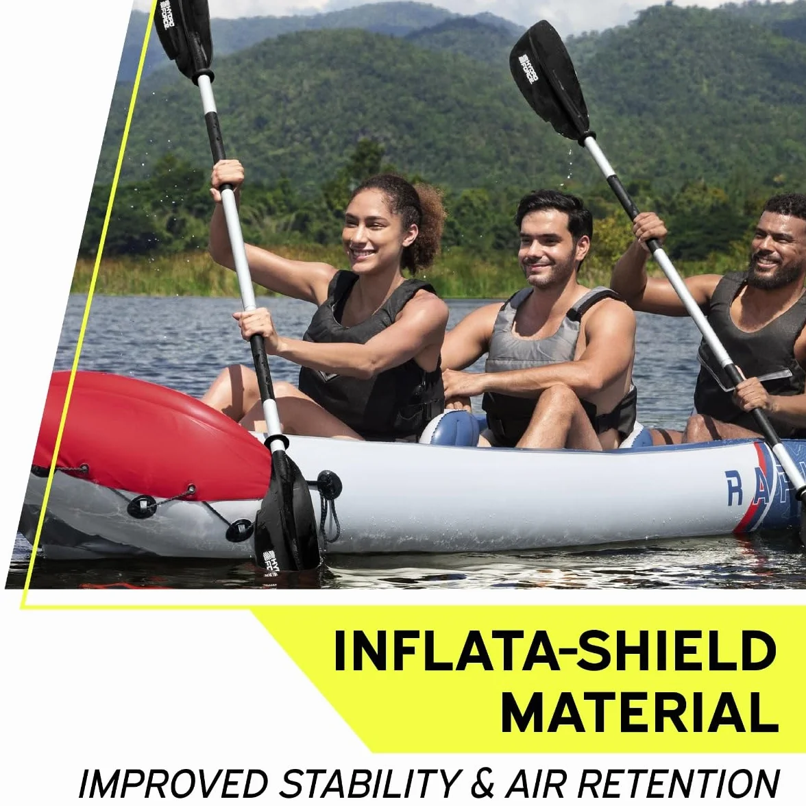 Bestway Hydro-Force 3 Person Inflatable Kayak Set with Aluminium Oars and Hand Pump, 3 Man Kayak