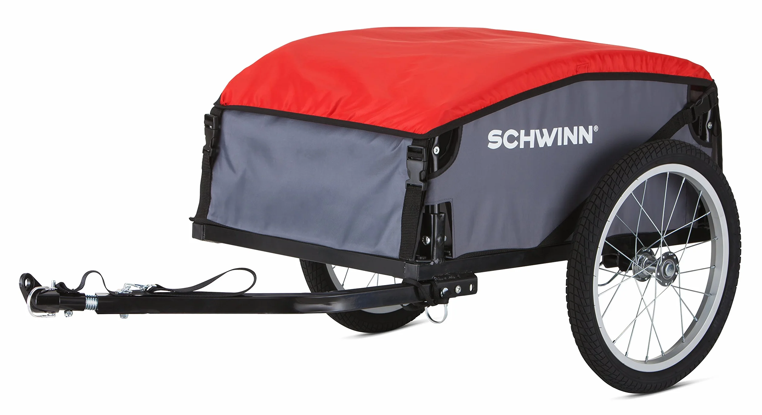Schwinn Day Tripper Cargo Bike Trailer, telaio pieghevole, ruote a sgancio rapido, rosso, giallo