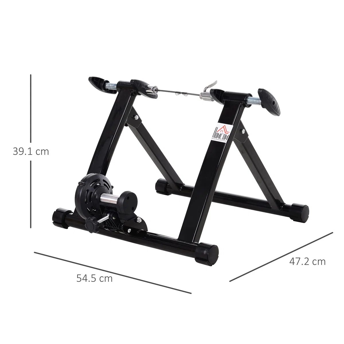 HOMCOM Rulli per Bici da Corsa Pieghevole in Acciaio, Rullo per Bicicletta Allenamento Salvaspazio per Casa, 54.5x47.2x39.1cm Nero