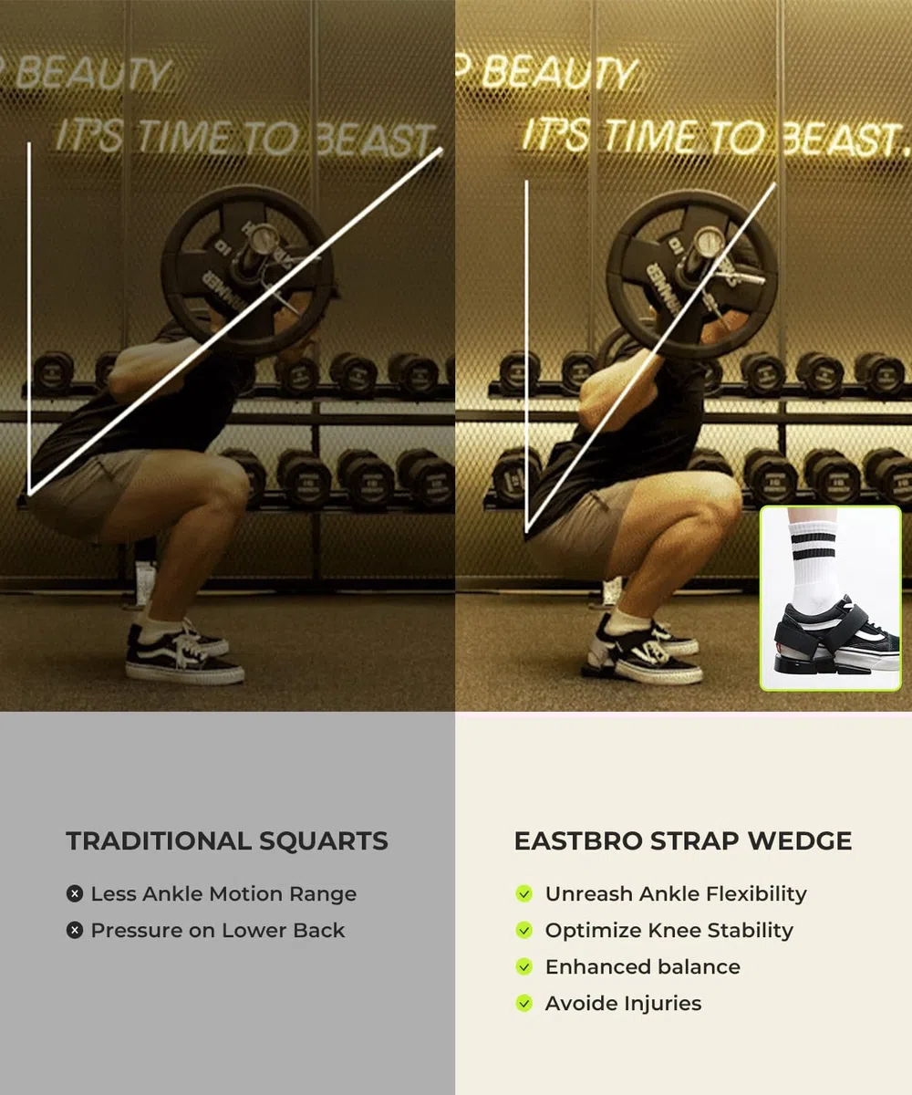 Eastbro - Zeppa per tallone, squat rialzati, stacchi, sollevamento pesi, sollevamento pesi, sollevamento polpacci, migliorare la mobilità e l'equilibrio, cuneo inclinato sulle scarpe