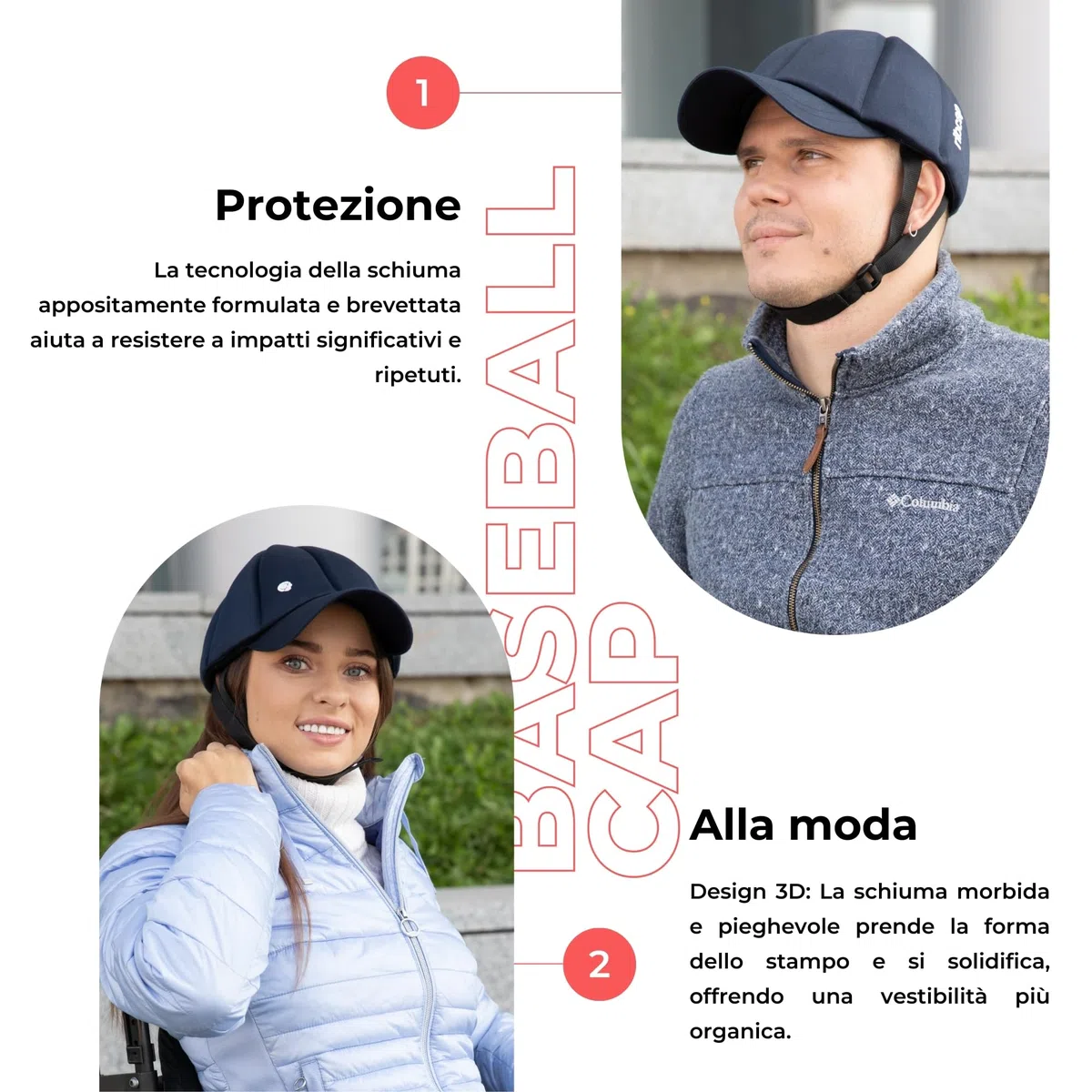 Ribcap Baseball cap Casco Protettivo di Grado Medico | Blu Navy | Casco Morbido per Epilessia | Casco Protettivo per Convulsioni
