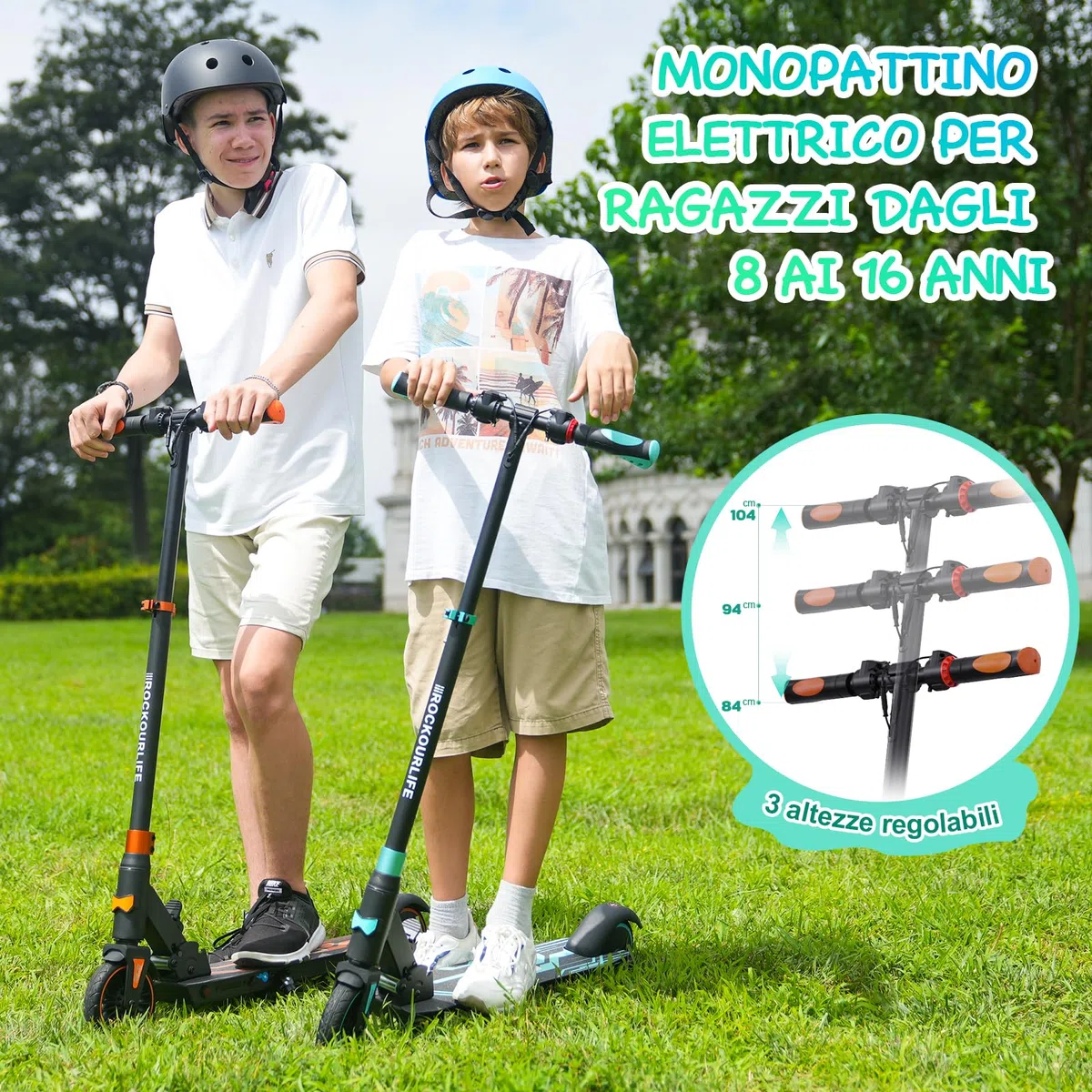 RCB TECH Monopattino Elettrico Bambini (8-12-16 anni), Pieghevole Monopattino elettrico per bambini, Autonomia Max 16 KM, Max. 20 KM/H, Regalo per bambini e adolescenti