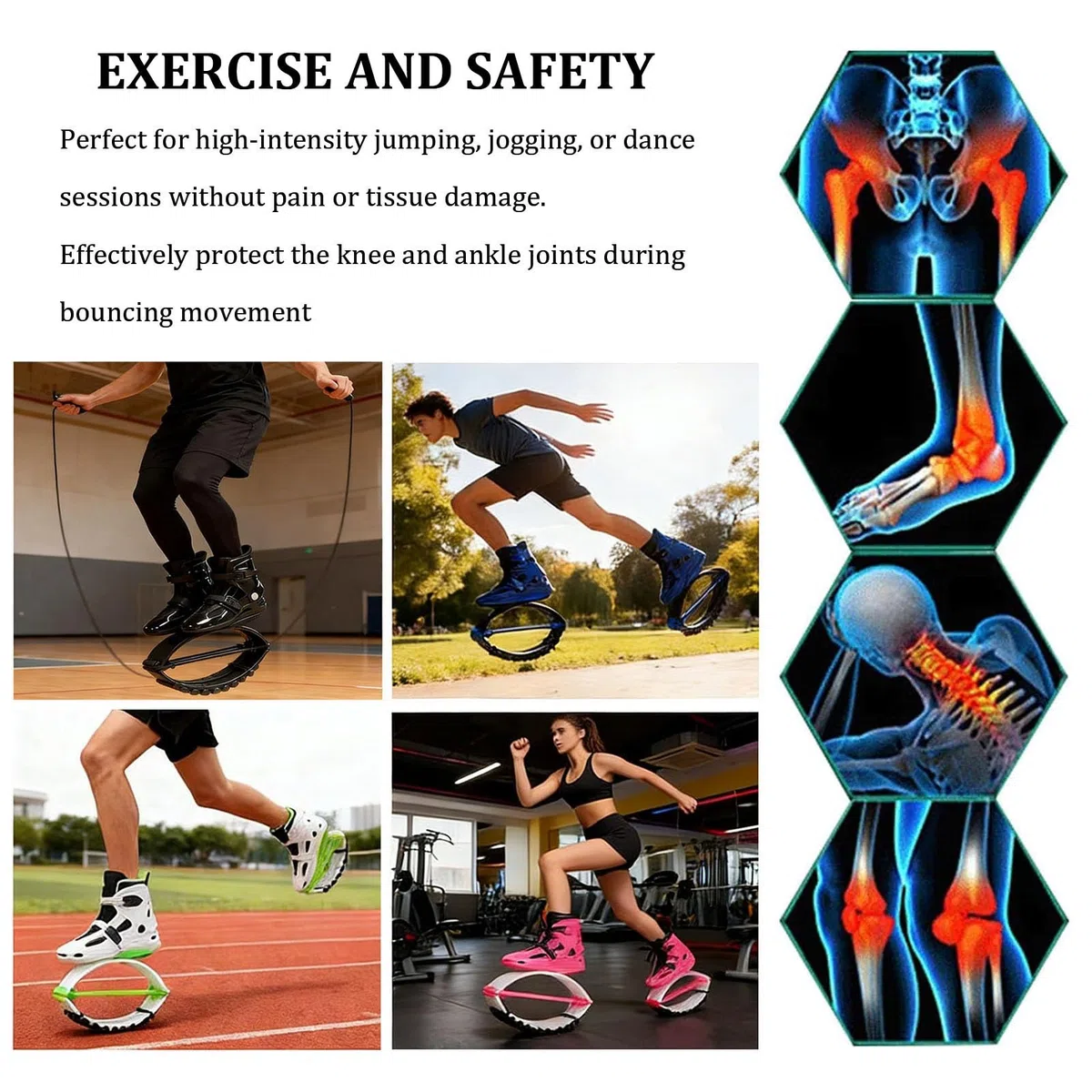 Stivali Rimbalzanti Scarpe da Salto Fitness di Rimbalzo con Molla 4T, Suola Antiscivolo, Scarpe da Rimbalzo A Canguro Antigravità per Allenamenti in Palestra A Casa A Basso Impatto