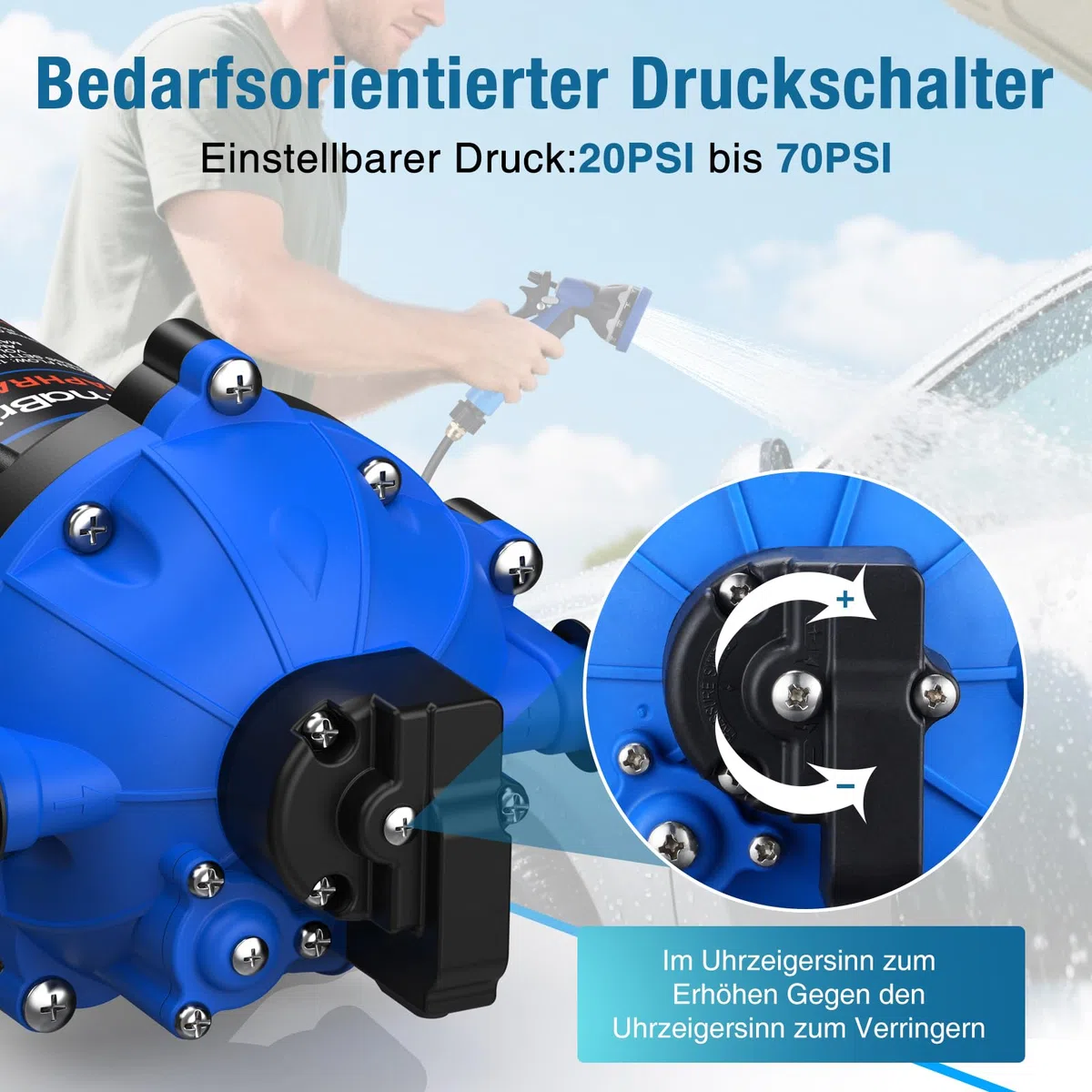 Pompa ad acqua compressa autoadescante AC 220 V, 4,5 GPM 70 PSI, pompa a membrana con pressostato per roulotte per il sistema idrico domestico, irrigazione