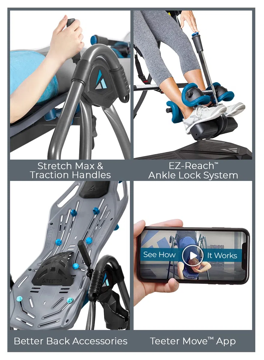 Caredy FitSpine LX9 - Tavolo a inversione modello 2019, chiusura per caviglia facile da raggiungere, kit per alleviare il dolore alla schiena, registrato dalla FDA