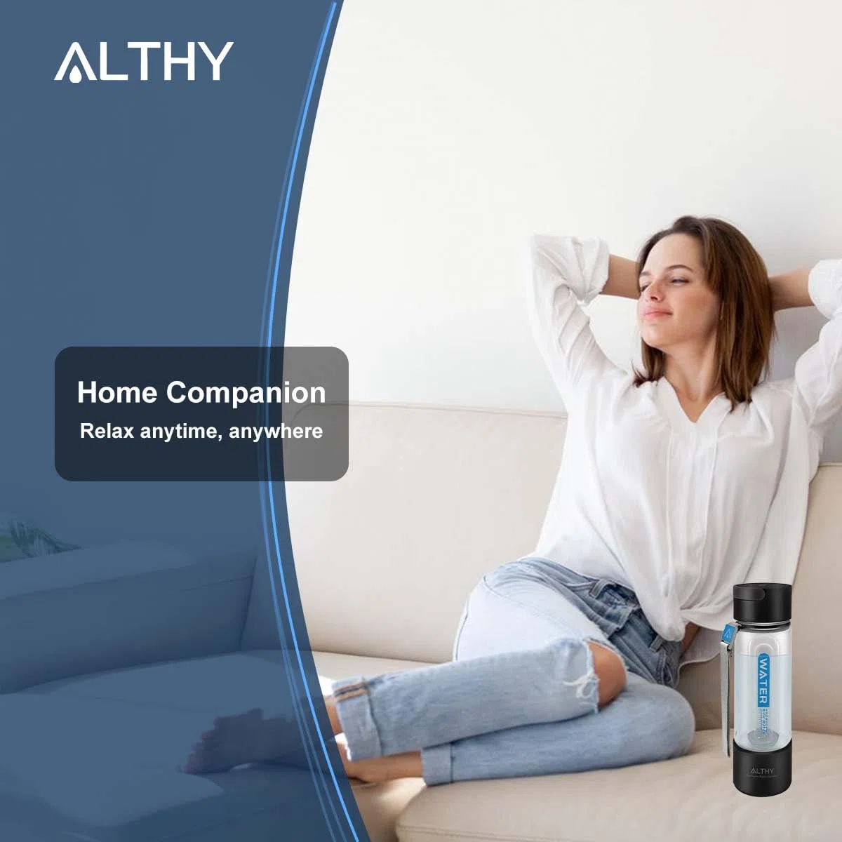 ALTHY Borraccia Acqua Idrogenata, Tecnologia SPE PEM Ionizzatore Generatore Di Acqua Idrogenata, Capacità Da 420 ml, Con Adattatore Per Inalatore, Batteria ad alta capacità, Elettrolizzato 40 volte