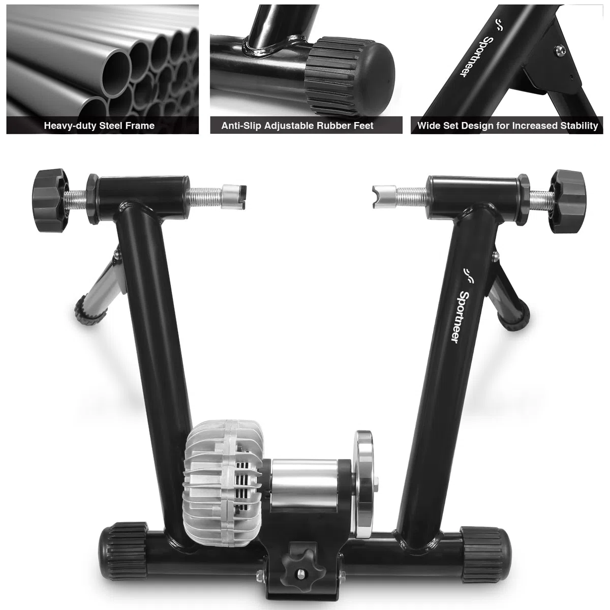 Sportneer Rollentrainer Fahrrad Fluid Bike Trainer Ständer, Indoor Fahrrad Training Stand Nero