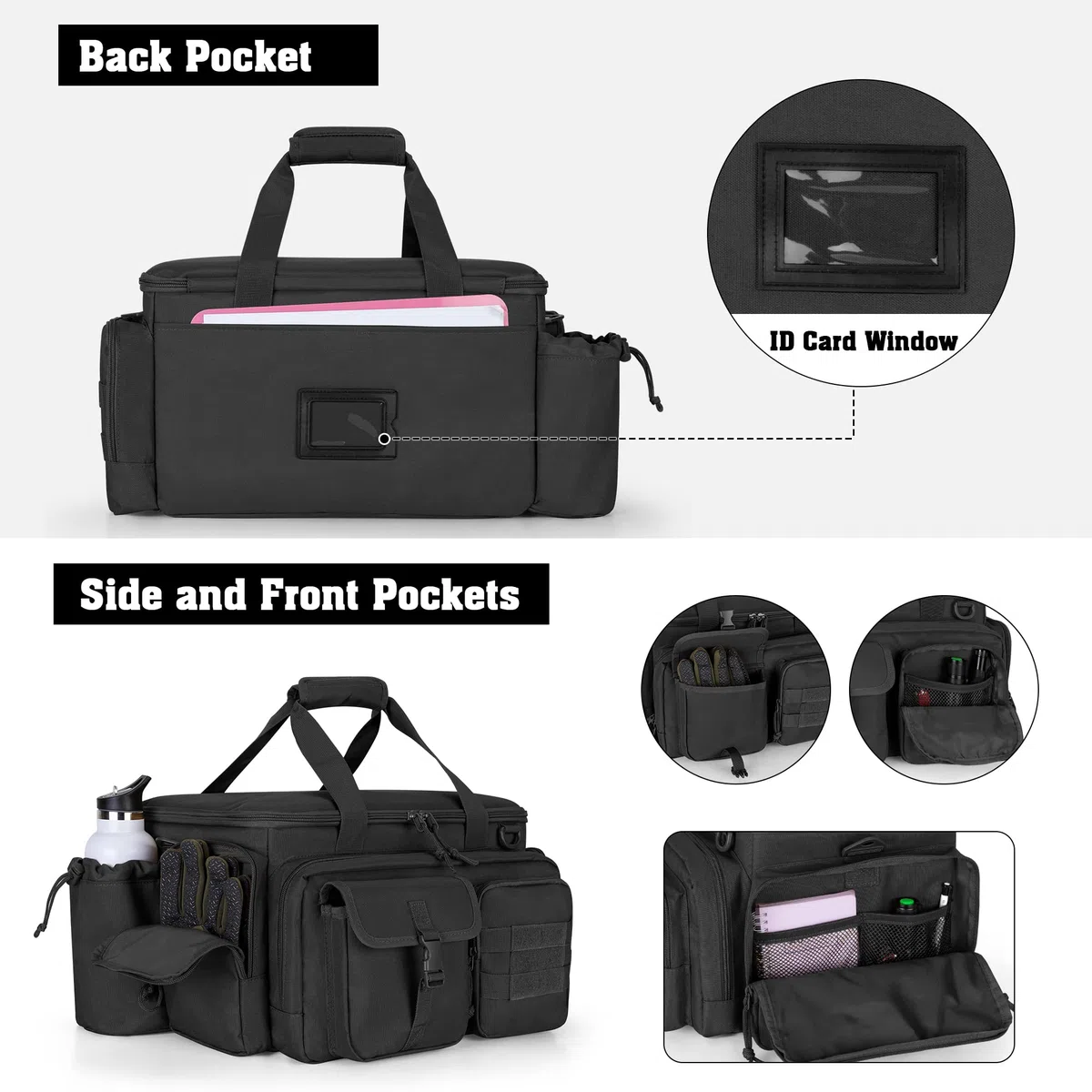 DSLEAF Sac tactique pour pistolet avec 4 étuis à pistolet, sac de sport rembourré avec 16 emplacements pour magazines et poches supplémentaires pour munitions et essentiels (brevet en instance)