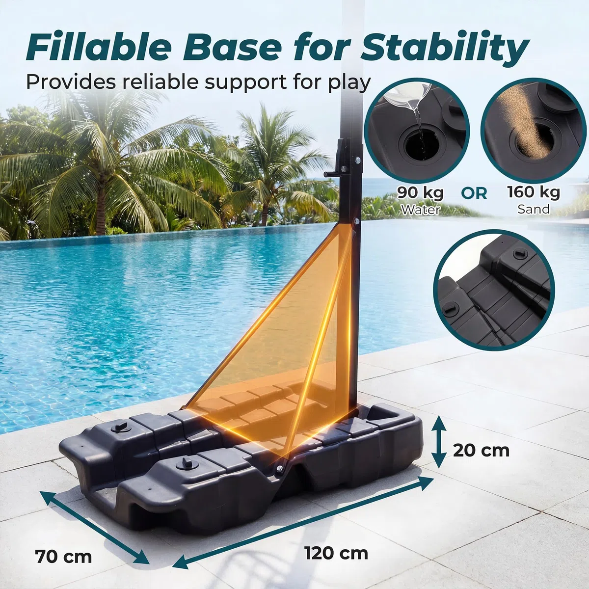 LIFEZEAL canestro basket esterno Altezza Regolabile 230-305 cm, canestro da basket Portatile con Ruote, Base Riempibile, Tabellone in PC, per Esterno, Interno, per Adulti Professionale