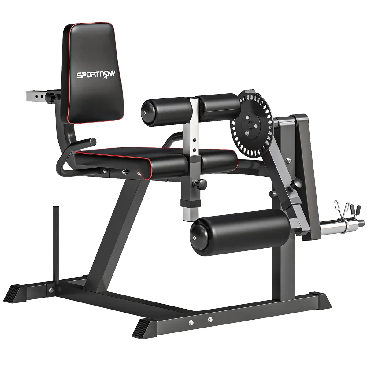 SPORTNOW Macchina Fitness con Schienale e Cuscinetti Regolabili per Leg Extension e Leg Curl, Panca Palestra con Spazio per Dischi Pesi in Acciaio e Plastica, Grigio e Nero