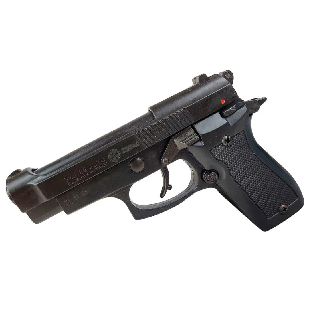 Pistola a Salve Mod. 85 9mm Top Firing, Segnalatore Acustico Scacciacani/Addestramento, Nera - Kit con Olio Ballistol incluso