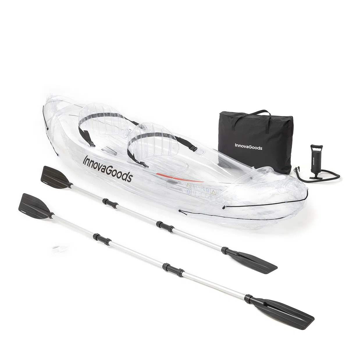 Kayak gonfiabile trasparente con accessori Paros InnovaGoods 312 cm 2 posti