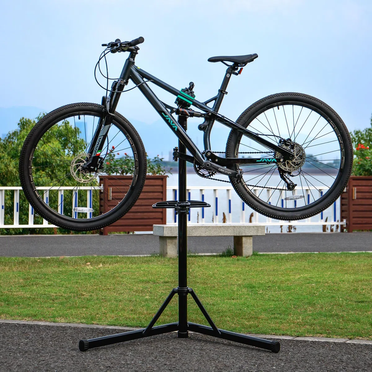 cyclists Cavalletto Manutenzione Bici 50kg,Supporto Riparazione E-Bike Pieghevole in Alluminio,Altezza Regolabile,Rotazione 360°,Stand per MTB e Bici da Corsa (Nero)