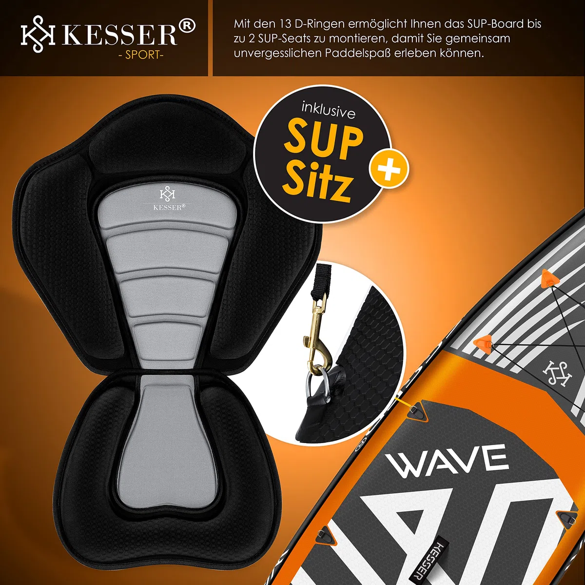KESSER® Set de Tabla de SUP inflable PRO GTX con Bolsa de transporte de Alta presión Premium Stand Up Paddle Board | 350 x 78 x 15 cm 11,06" Soporte de cámara | Tabla de Surf de 6 pulgadas de groso