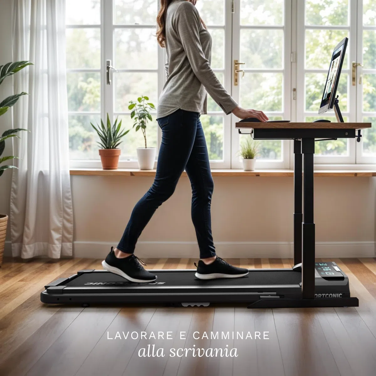 Sportconic Tapis Roulant Elettrico Pieghevole con Inclinazione, Walking Pad Silenzioso Salvaspazio, Tapirulan da Casa per Allenamento Ufficio