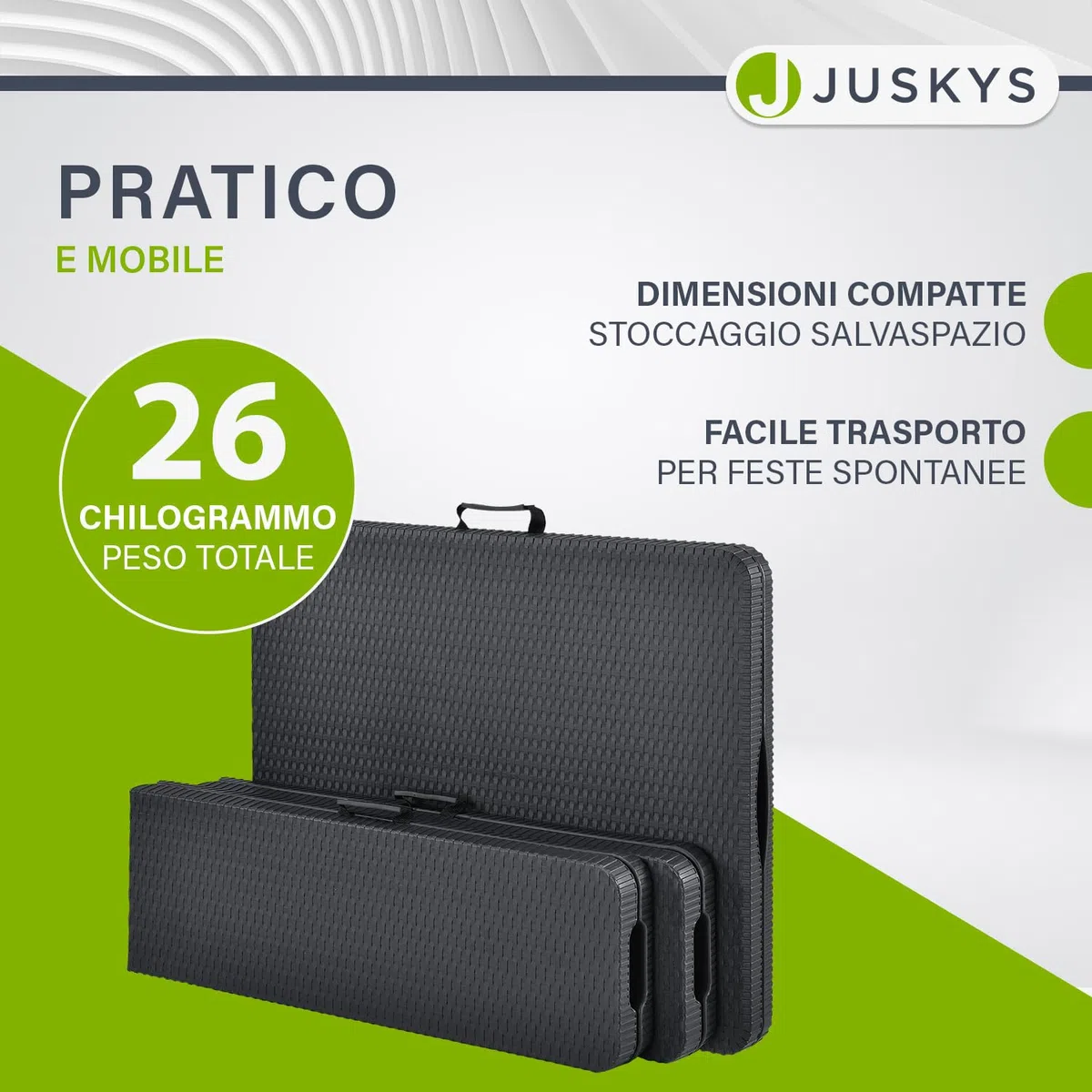 Juskys Set tenda da birra Amberg 3 pezzi e pieghevole - 180 x 74 x 74-2 panche da birra e tavolo da birra in stile rattan Set mobili da giardino Set tendone da campeggio