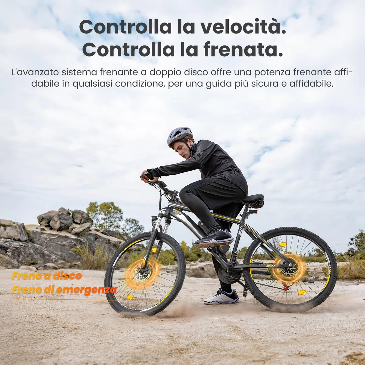Touroll Bicicletta Elettrica, U1 26"/29", Autonomia di 65km, mountain bike elettrica, Motore 45 NM, Batteria Rimovibile 13Ah