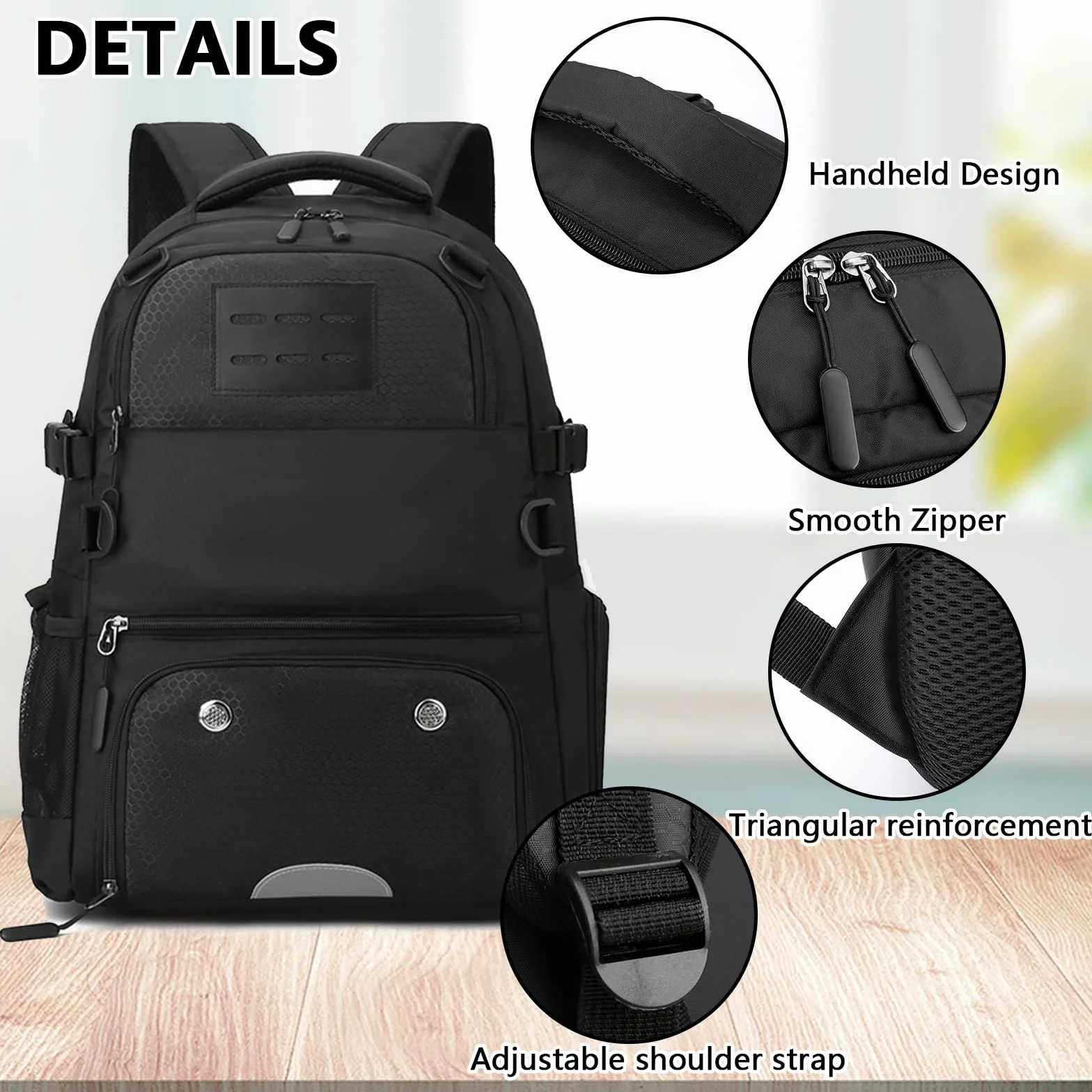 Zaino da basket con scomparto a sfera separato e scomparto per scarpe si adatta al computer portatile da 15,6 pollici con borsa portatile extra una pompa a sfera a mano e 2 aghi