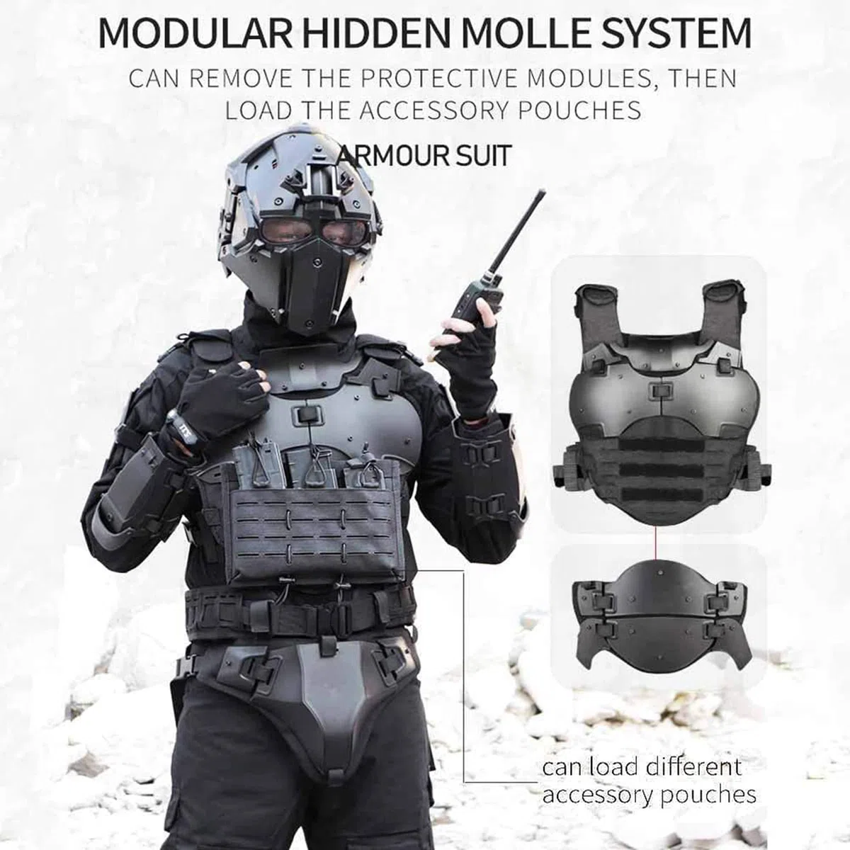 Zhongren Set di gilet tattico tattico tattico militare regolabile, protezione per il petto per paintball, attrezzatura da combattimento CS modulare per cosplay e allenamento sul campo