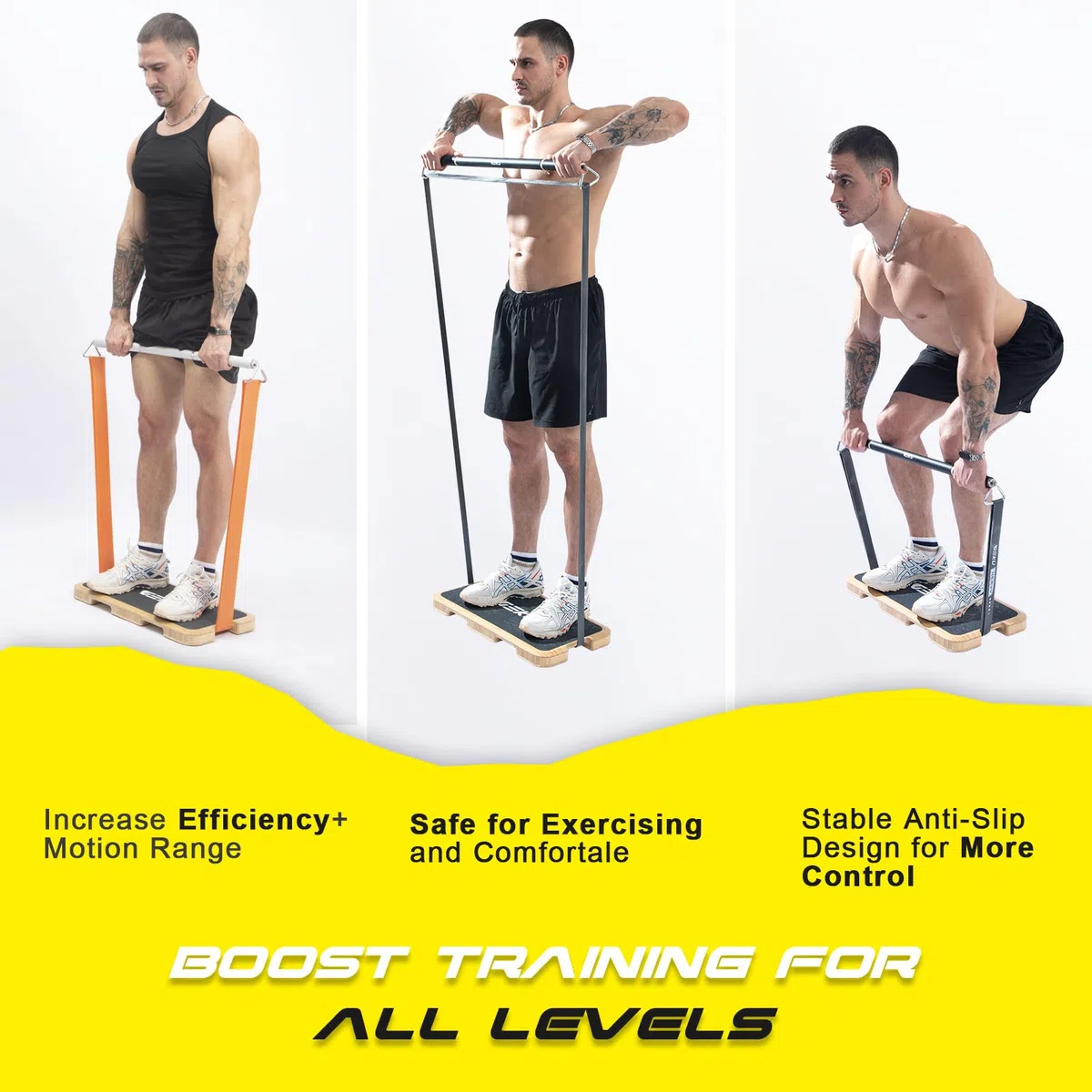 Pedana per allenamento con fascia di resistenza, piattaforma per esercizi in legno con superficie antiscivolo per allenamento con fascia, stretching e palestra a casa per tutto il corpo