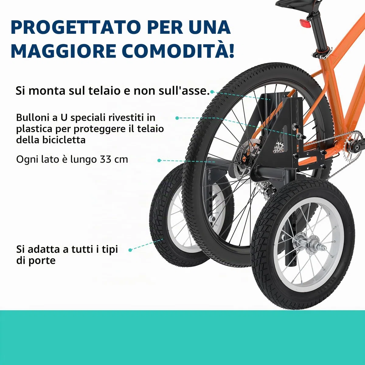 Moshay Rotelle stabilizzatrici regolabili per bici da adulto, adatte per bici da 61 cm a 73,7 cm, qualità resistente