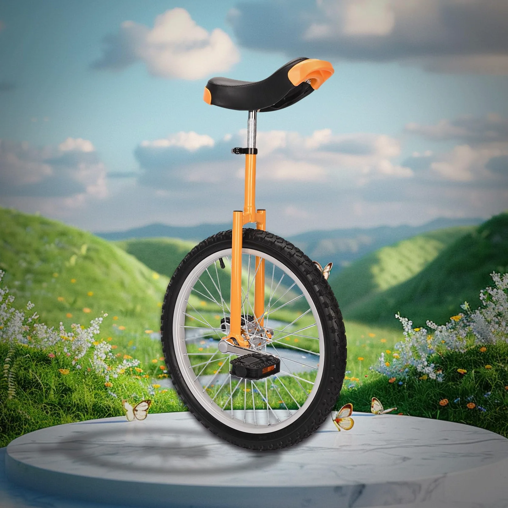 uyoyous Monociclo 20 pollici Unicycle Balance Training Monociclo regolabile in altezza per adulti, bambini, principianti e professionisti, unisex, giallo
