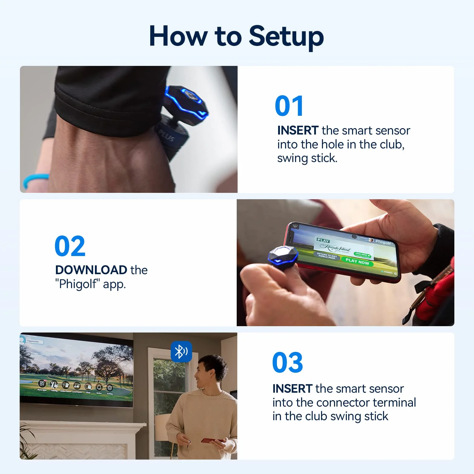 PHIGOLF Phigolf2 - Simulatore da Golf con Bastone per Altalena per Interni ed Esterni, con sensore di Movimento aggiornato e analisi Dell'Oscillazione 3D, Compatibile con App WGT/E6 Connect, Funziona