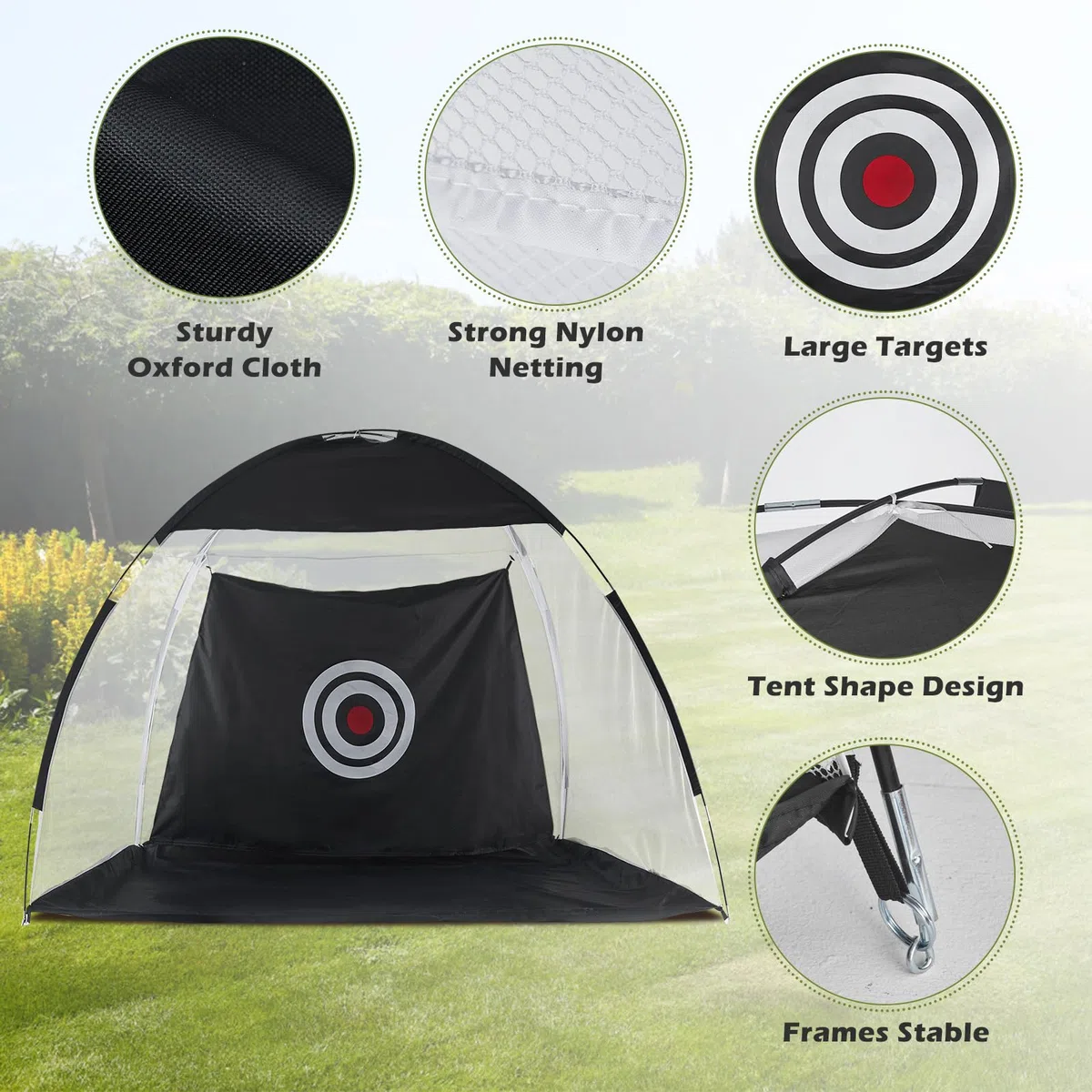 TUKAILAI Rete pratica da golf con borsa per il trasporto, tappetino pieghevole da 3 m, per cortile, guida, golf, colpire reti per bambini, uomini, donne, interni ed esterni, giardino