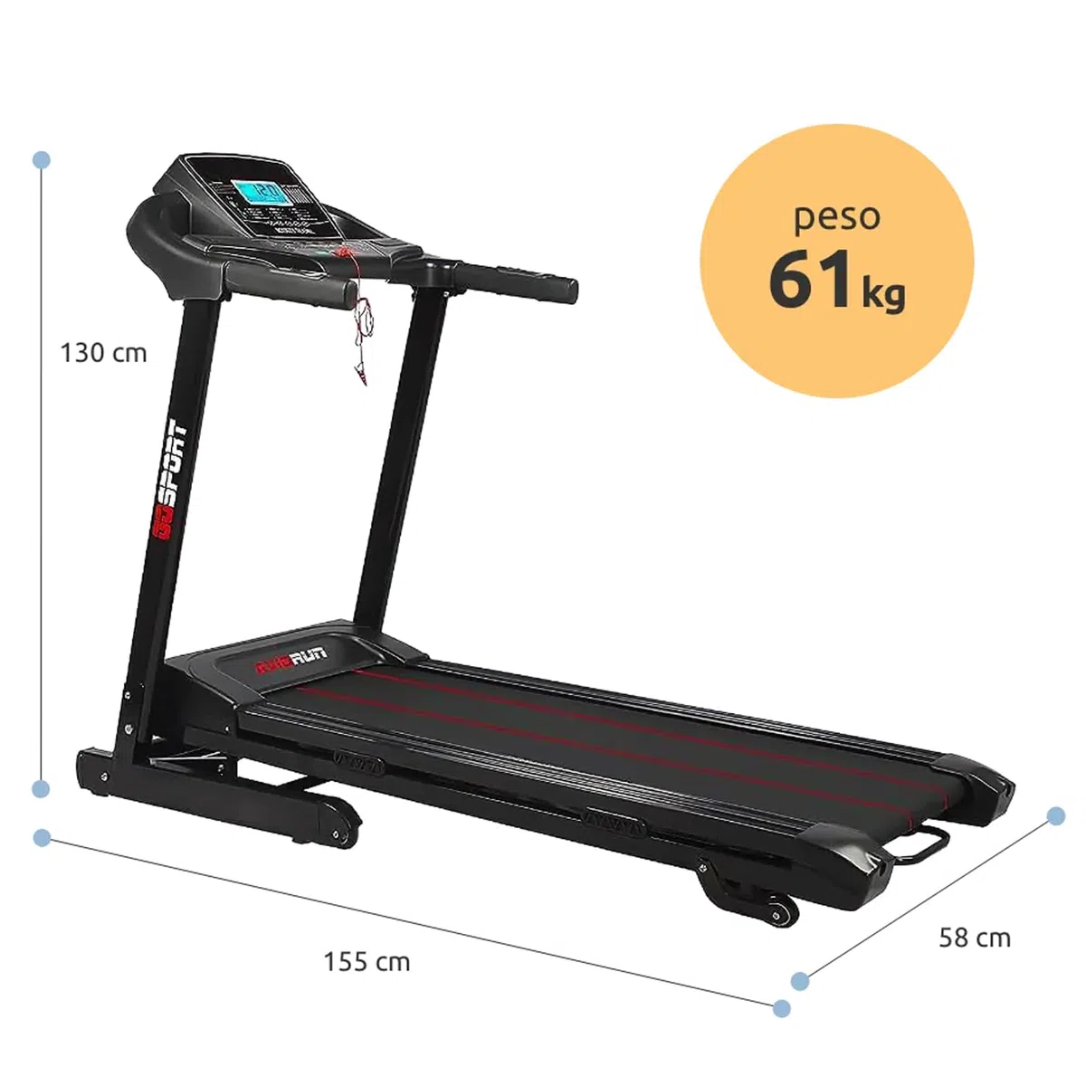 Tapis Roulant Elettrico Pieghevole 16 Km/h, Inclinazione Automatica, 2 HP (3,5 HP Picco) Bluetooth App Kinomap e Zwift, Sensore Cardiaco