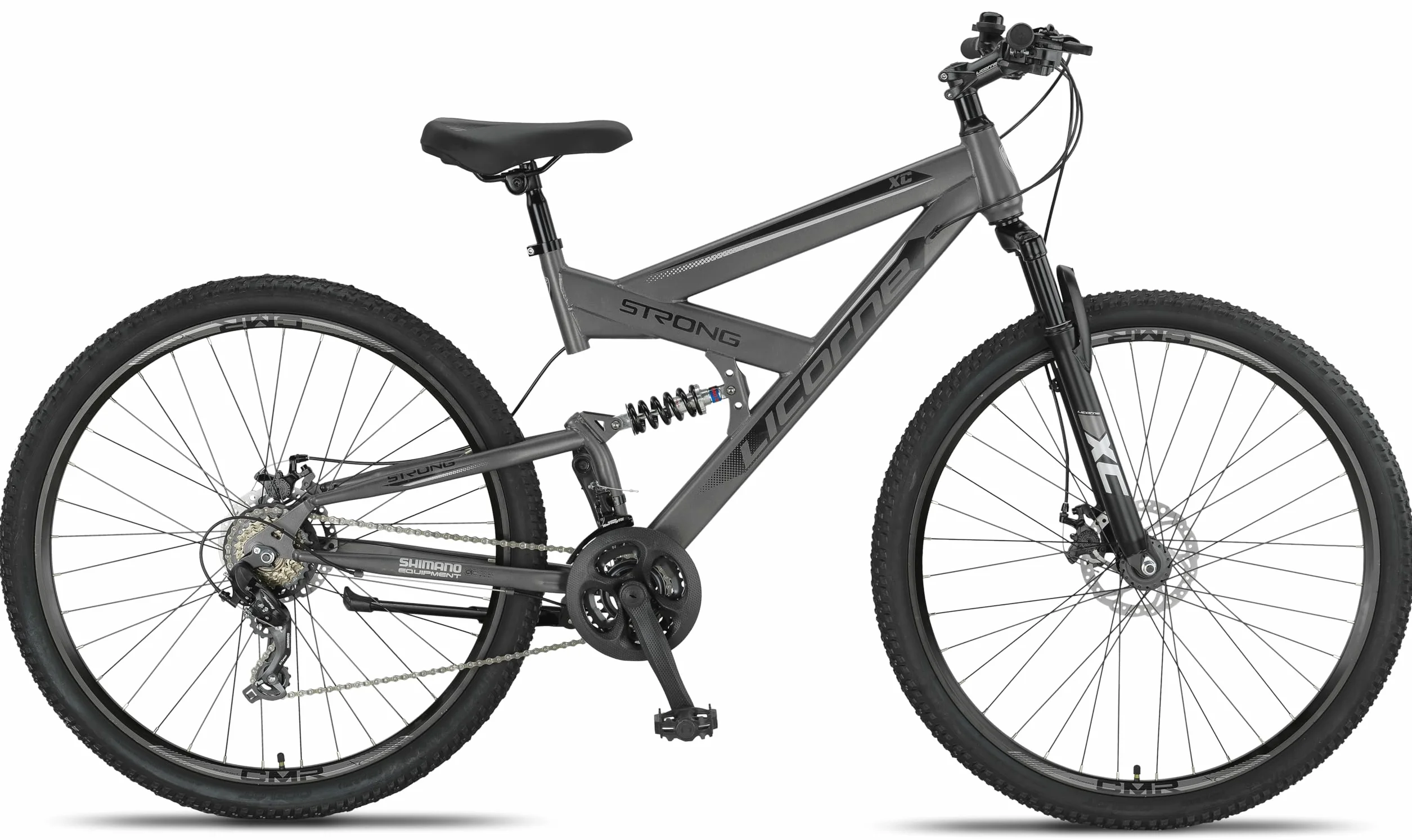 Licorne Bike - Premium Mountain Bike Strong 2D da 26, 27,5 e 29 pollici, bicicletta con freni a disco anteriori e posteriori, cambio a 21 marce, a sospensione completa