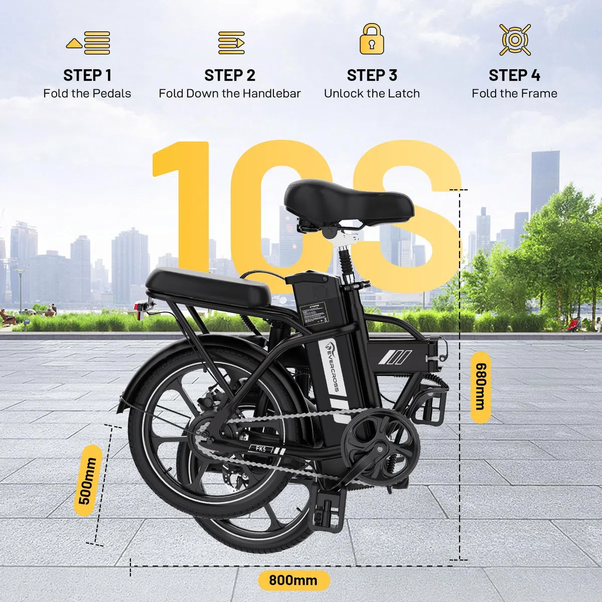 EVERCROSS Bicicletta Elettrica per Adulti, 250W Bici da Montagna,16"/20" Pneumatici Grassi E-Bike, Fino a 25KM/H, 36V/48V Batteria Rimovibile E-Bici,Sistema a Doppio Disco
