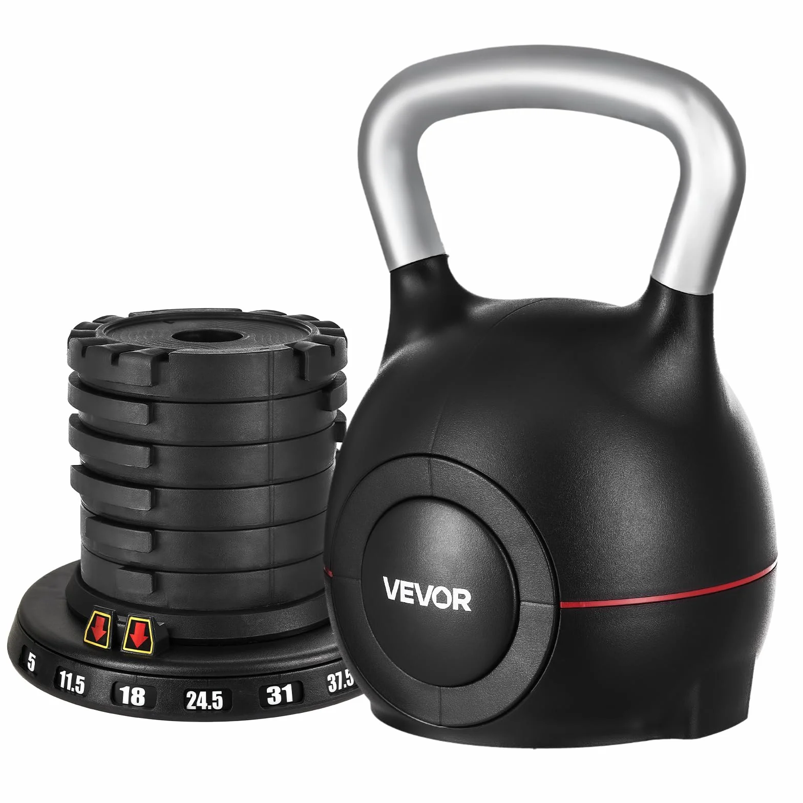 VEVOR Kettlebell, Kettlebell regolabile con 7 livelli di peso, alluminio pressofuso e materiale ABS, per allenamento della forza di presa, allenamento completo del corpo e cross-training