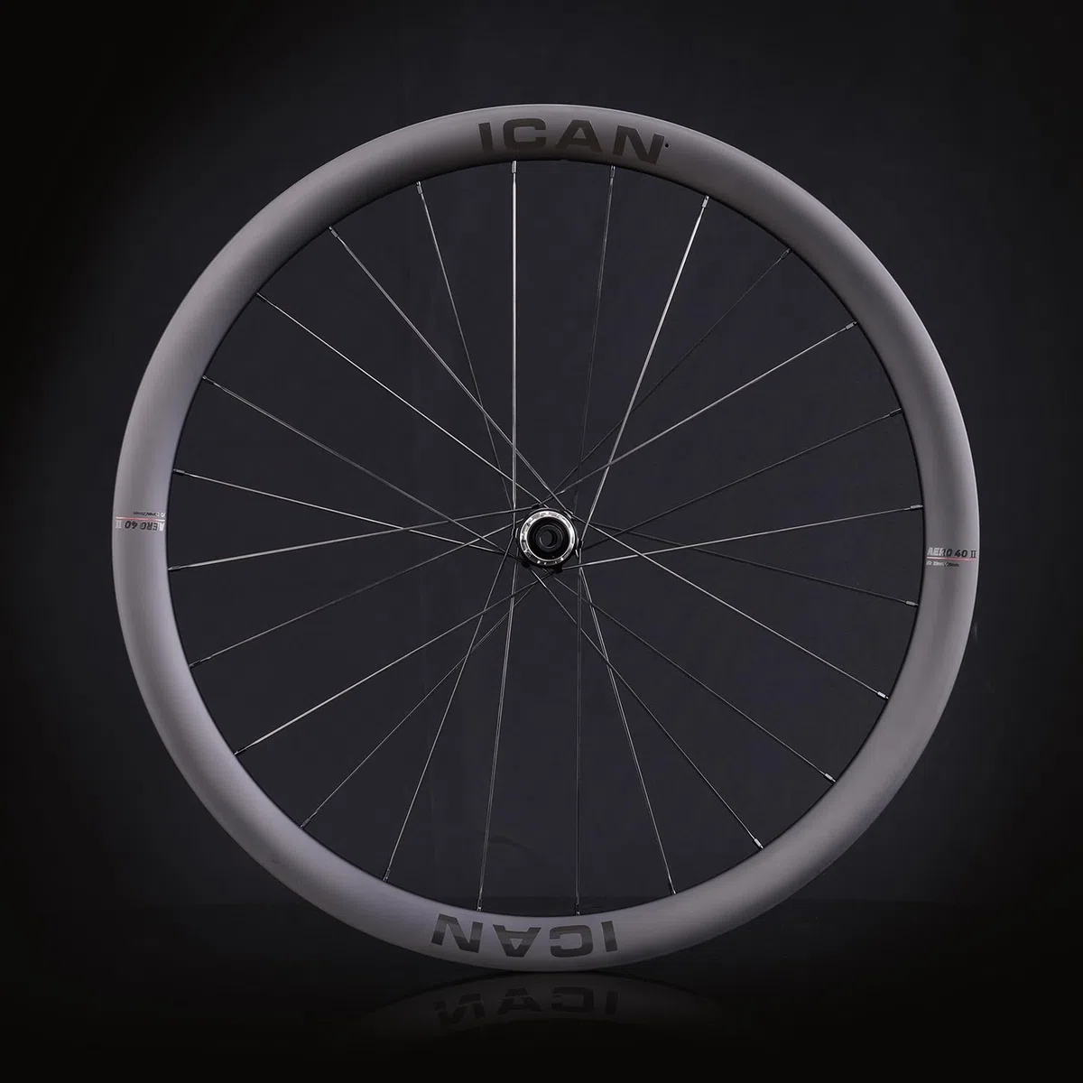 ICAN Aero (Plus) - Set di ruote per bici da strada in carbonio, 40 mm/50 mm, 1355 g/1382 g/1400 g/1430 g, freno a disco 700 C, larghezza interna 18,35 mm/23 mm, compatibile con copertoncino senza