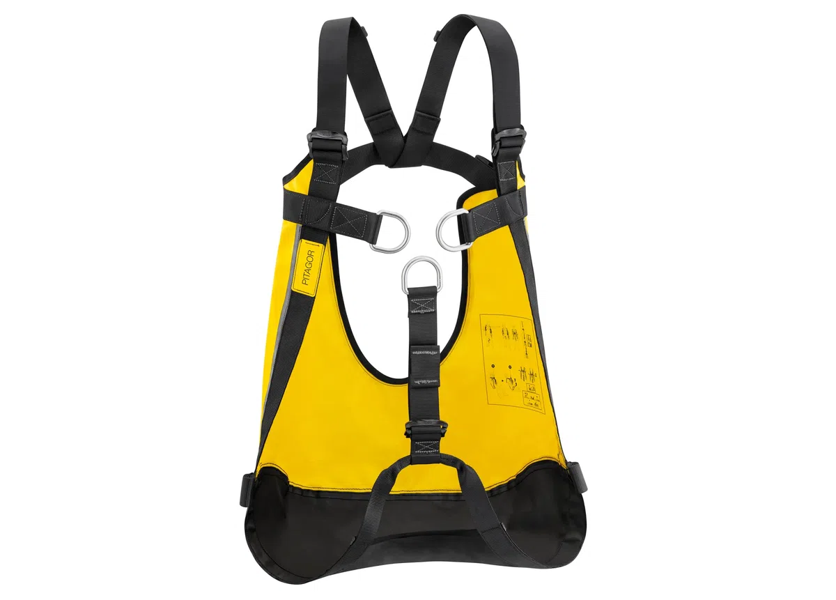 PETZL, Pitagor, confortevole triangolo di evacuazione con parentesi graffe, giallo, U, unisex-adulto