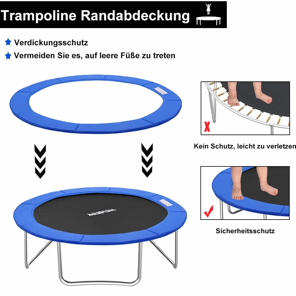 UISEBRT Copertura per trampolino, Ø 244 cm, 305 cm, 366 cm, copertura piuma, resistente ai raggi UV, antistrappo, accessorio per trampolino, colore blu