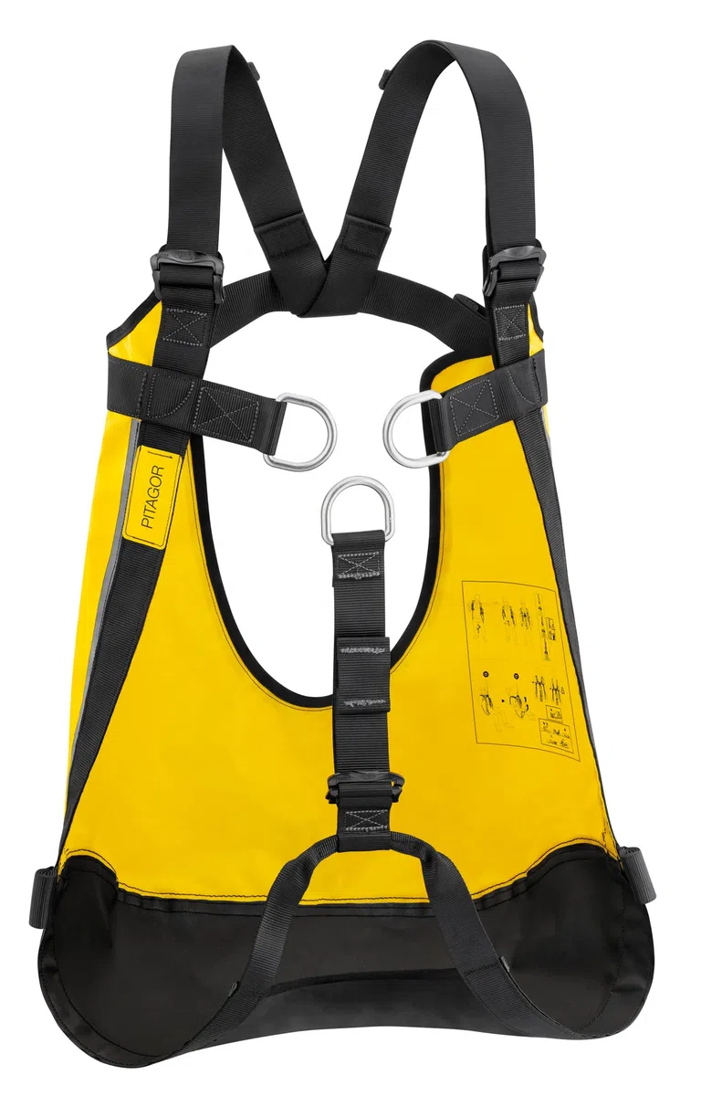 PETZL, Pitagor, confortevole triangolo di evacuazione con parentesi graffe, giallo, U, unisex-adulto