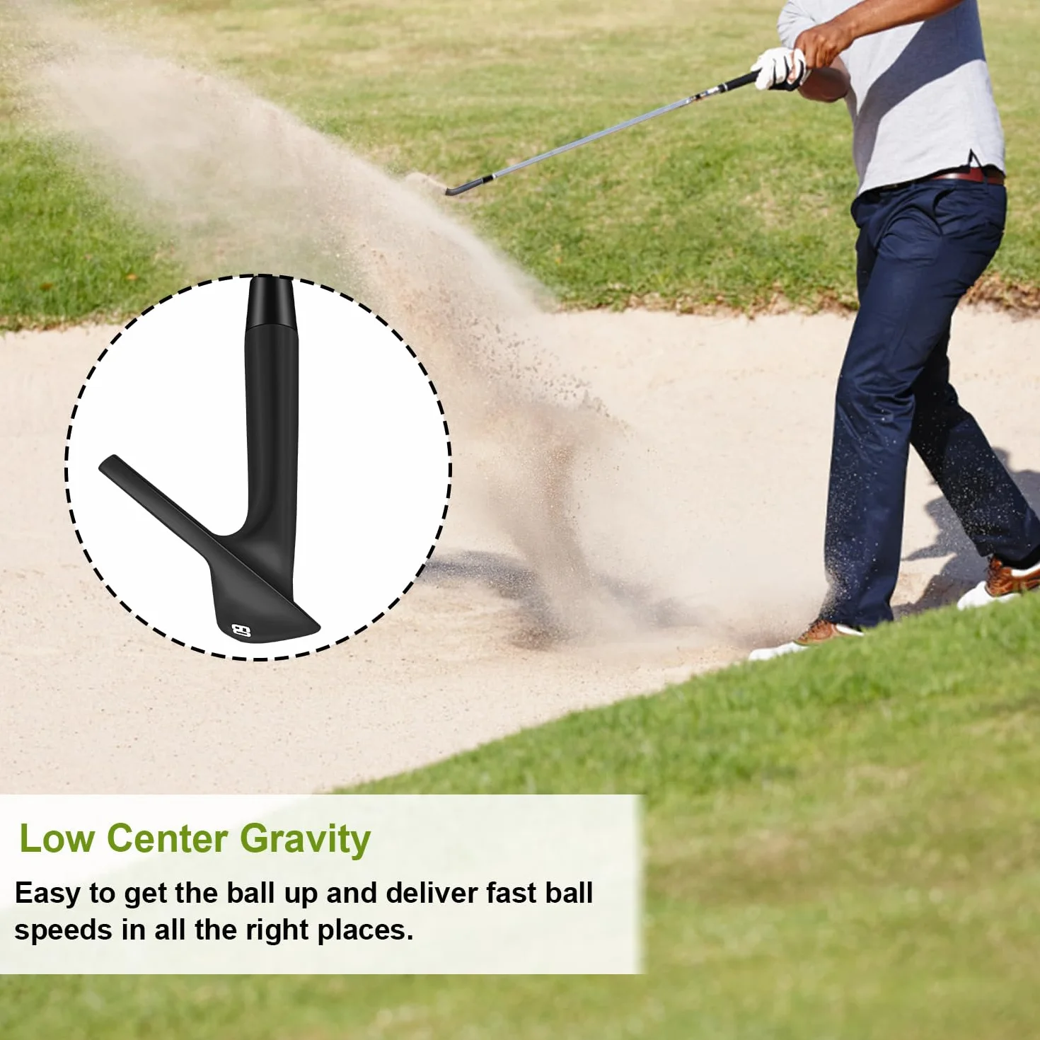 MAZEL Golf Wedge Club 48,50,52,54,56,58,60 gradi, QPQ nero, argento, zeppe di sabbia da uomo
