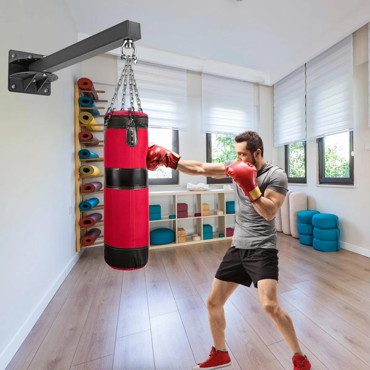 BeneLabel Staffa per Sacco da Boxe, Supporto da Parete per Sacco da Boxe Resistente Supporto da Appendere Rotazione Silenziosa per Palestra Domestica Esercizio di Boxe Indoor Outdoor