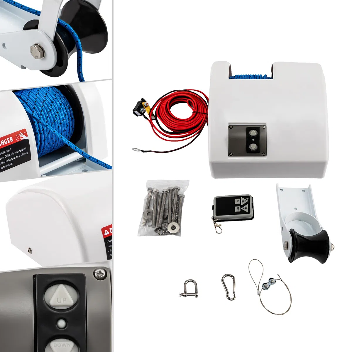 Verricello elettrico, 45lbs, 12 V, verricello elettrico con telecomando, per barche con controllo wireless