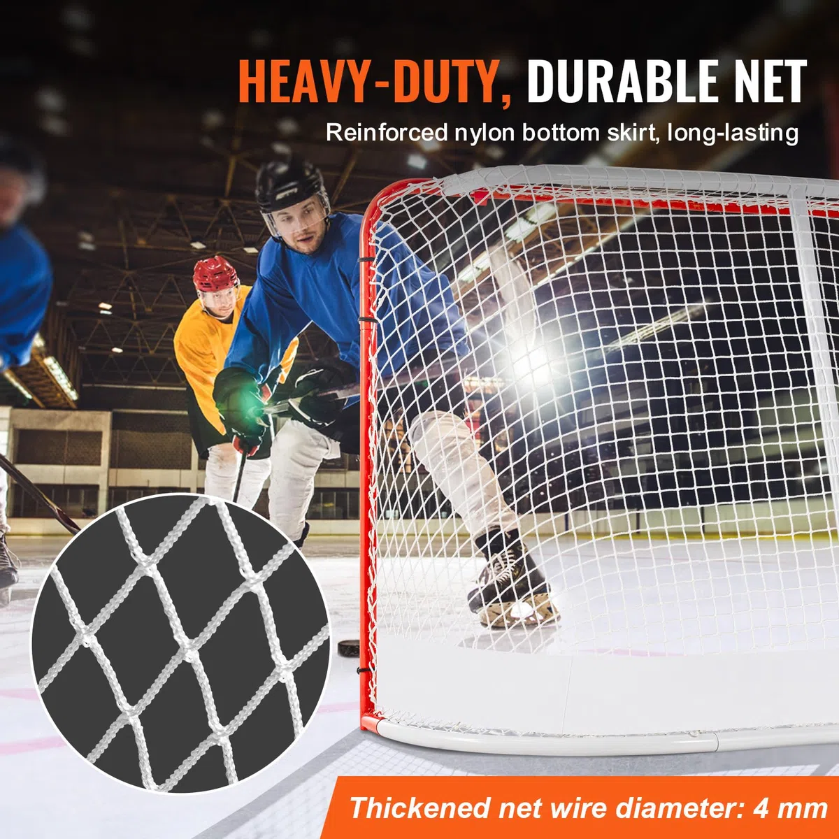 VEVOR Rete di Hockey per Strada, Porta da Hockey in Acciaio Interni Esterni, Set di Porte da Allenamento, Pro Regolamentare Ufficiale Porta da Hockey Portatile con Rete 183 x 122 cm, Bianco e Rosso