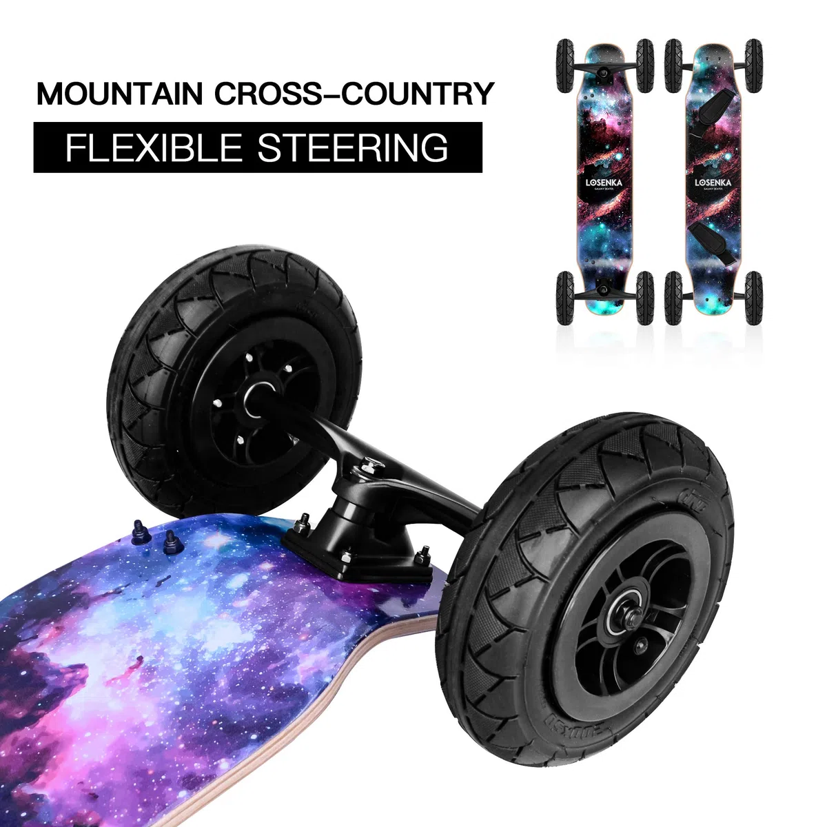 MountainBoard All Terrain Skateboard Kiteboard Cross Country Mountainboard Big Wheel Downhill Longboard All Terrain Longboard Kite Board con attacchi per Cruising e Downhill..