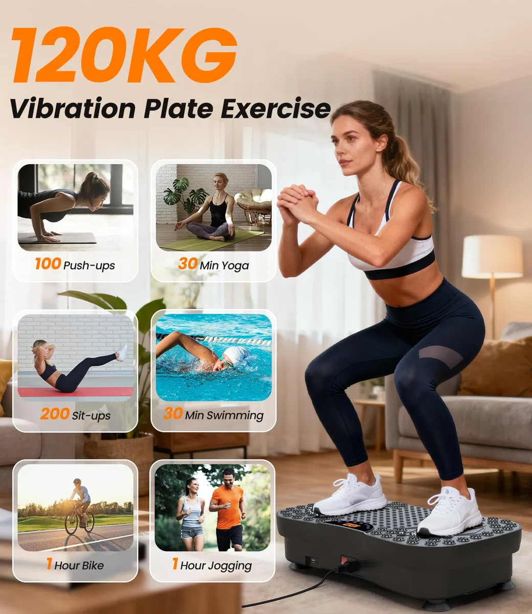 Pedana Vibrante Dimagrante 200W, 120 Livelli, Telecomando, Portata 120 kg - Pedana Vibrante per Circolazione Gambe, Rassodamento Muscolare e Recupero - Ideale per Casa