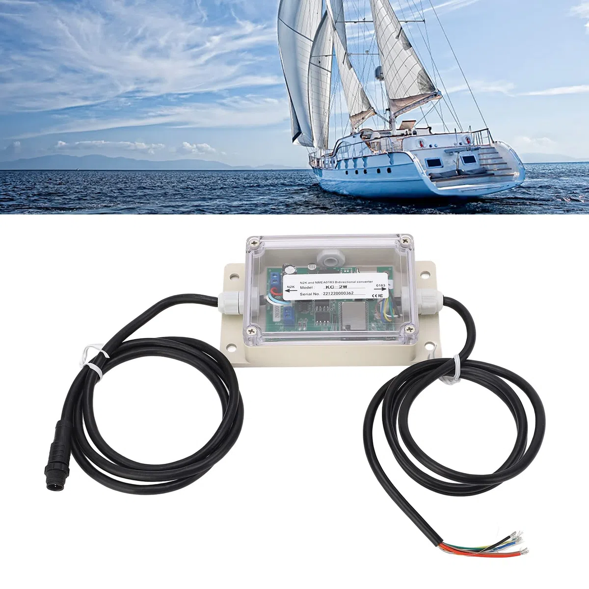 Bewinner Convertitore Bidirezionale KC-2W da NMEA 2000 a NMEA 0183, Impermeabile IPX67, 9-30 V, con WiFi, Connettore M12, Plug and Play per la Navigazione Marittima