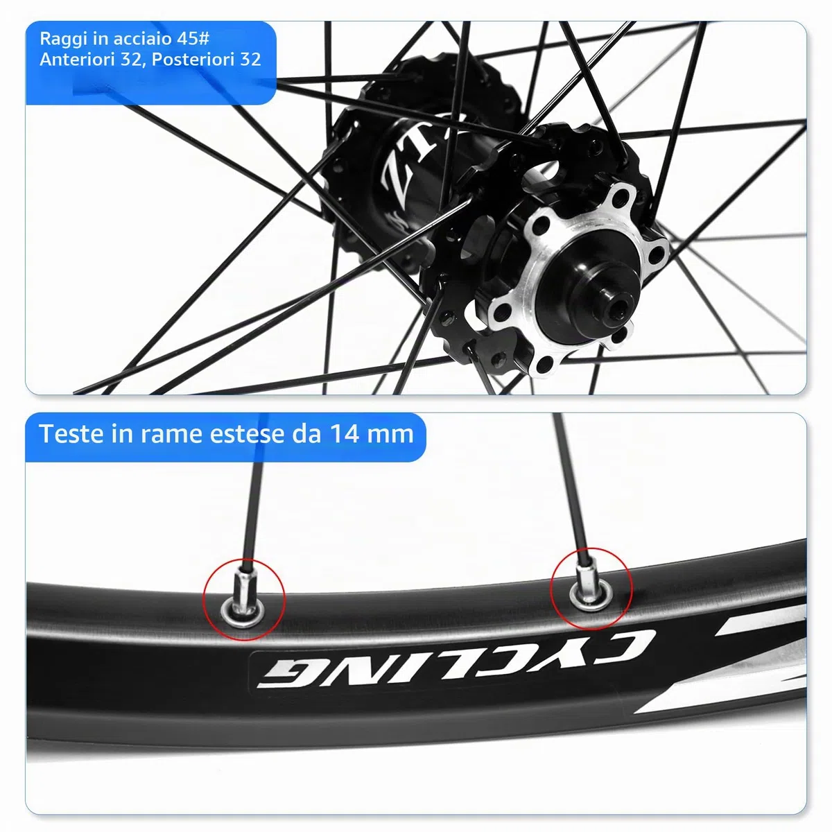 Set di ruote per mountain bike da 26"/27,5"/29" cerchi in lega di ultraleggeri 32H ad alta resistenza,set di ruote MTB con freno a disco a sgancio rapido