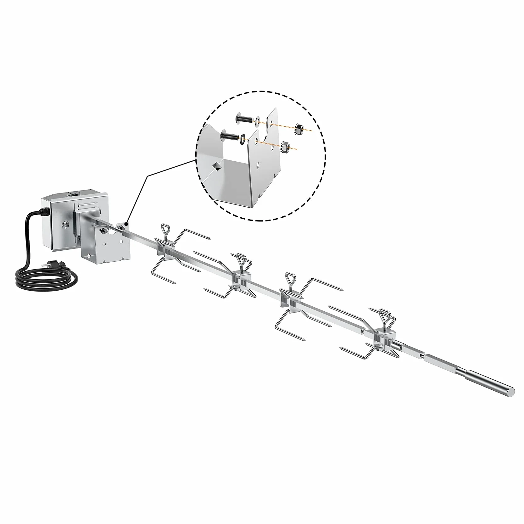 Onlyfire in acciaio inox Grill Girarrosto kit adatto per Weber 7653 uso con Weber Genesis II 400& 600 serie e Genesi II LX 4 & 6 bruciatori griglie