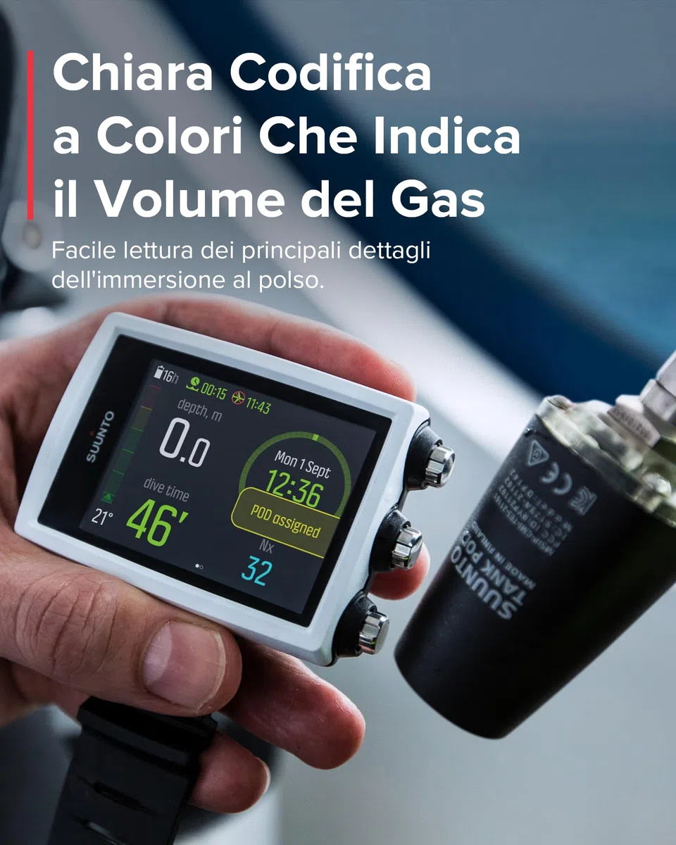 SUUNTO Dive Tank Pod, Trasmettitore Wireless dei Dati di Pressione della Bombola per SUUNTO D5, EON Steel, EON Steel Black ed EON Core, Lettura al Polso delle Informazioni Essenziali Sull'immersione