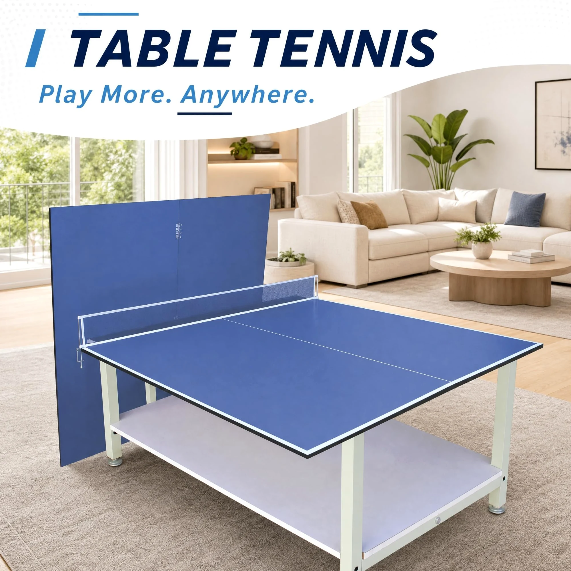 Tavolo da ping pong pieghevole, salvaspazio, resistente alle intemperie, mini tavolo da ping pong pieghevole per esterni e interni, piccolo con supporto